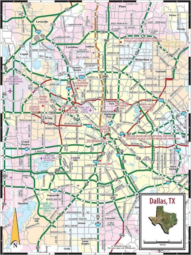 Mapa de estradas de Dallas