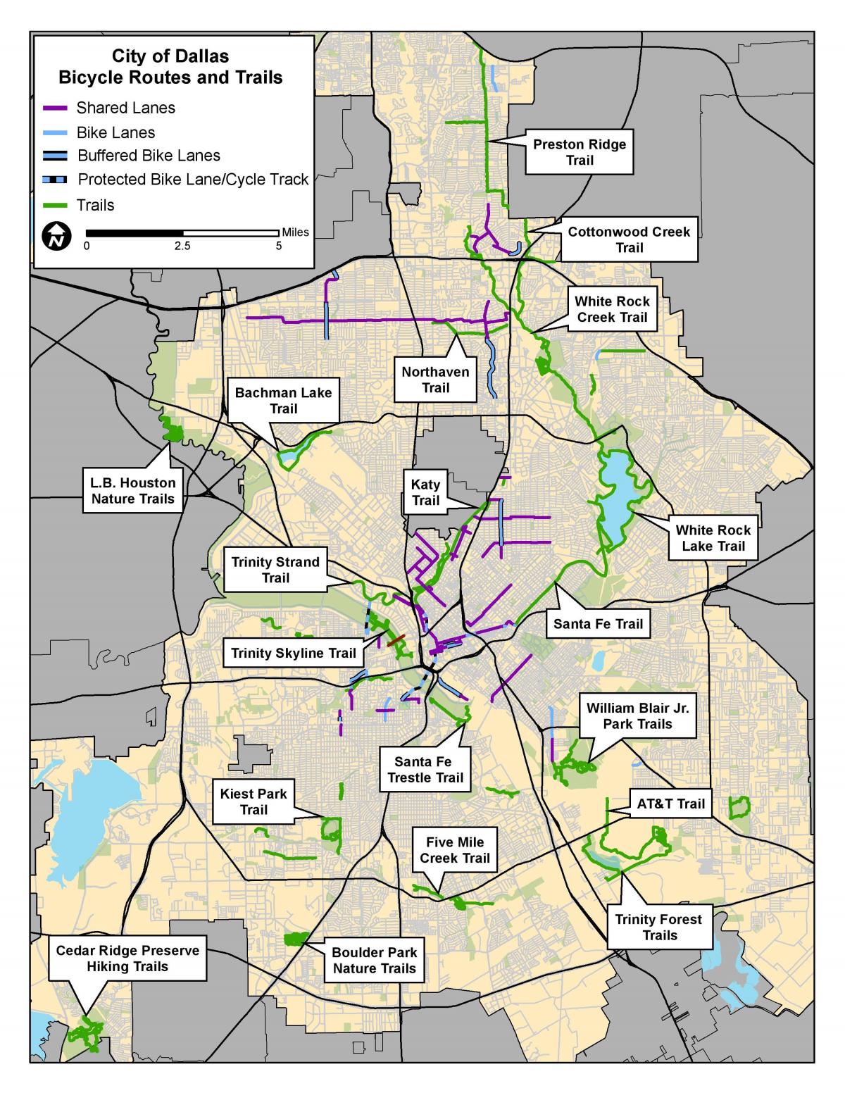 Mapa da ciclovia de Dallas