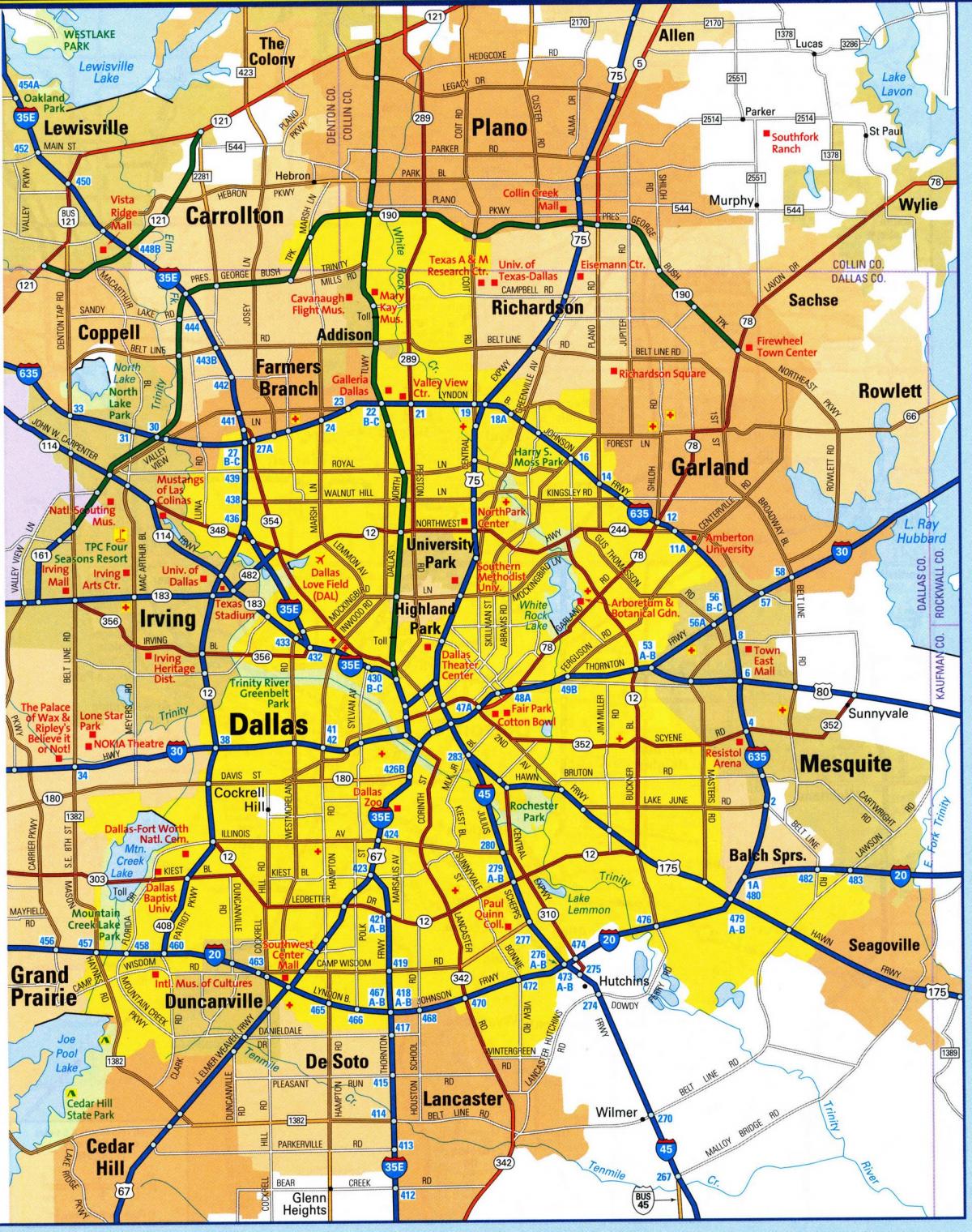 Mapa da cidade de Dallas