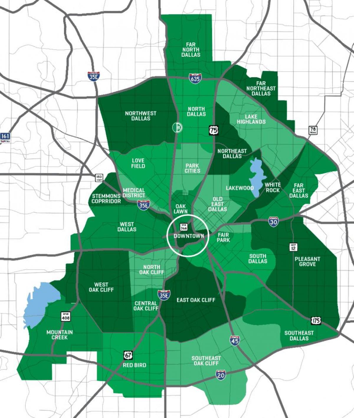 Mapa dos bairros de Dallas
