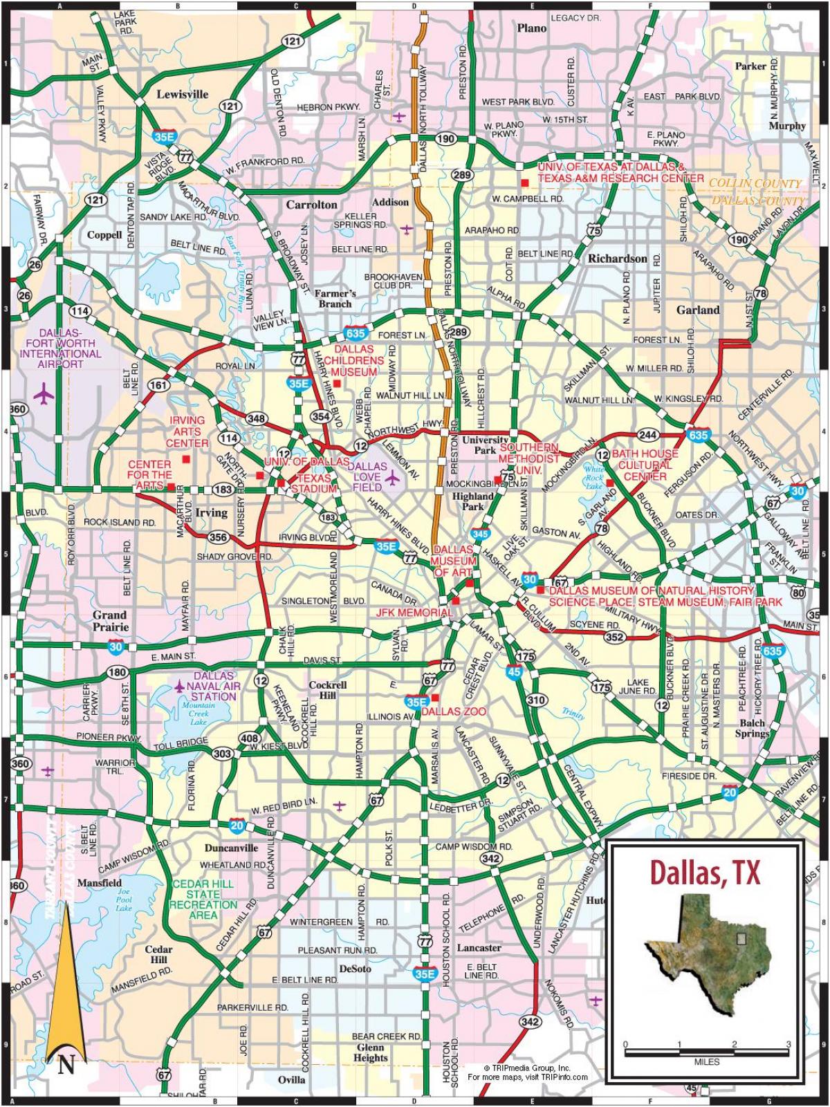 Mapa de estradas de Dallas