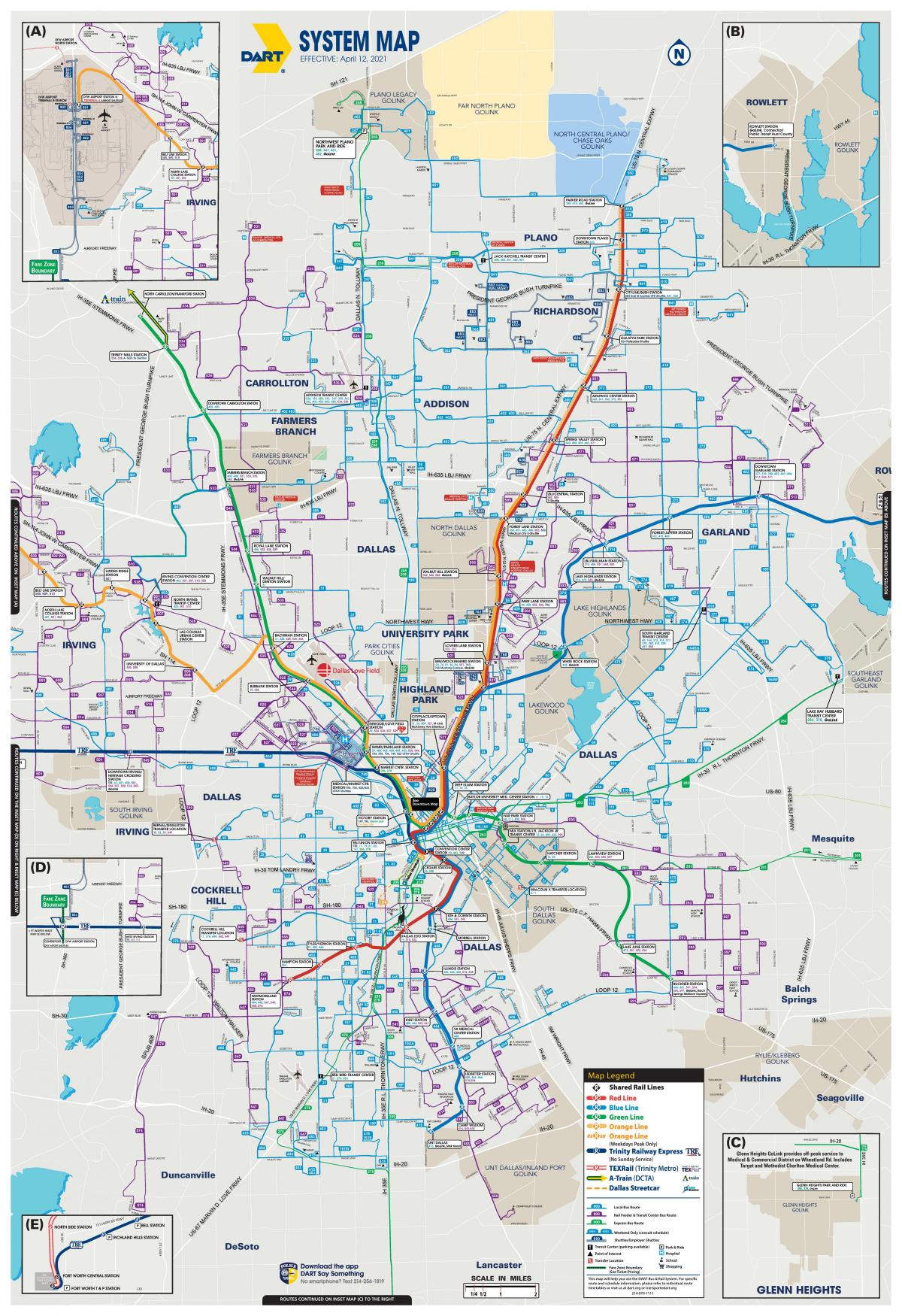 Mapa de transporte de Dallas