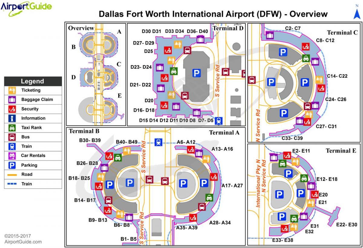 Mapa do terminal do aeroporto de Dallas