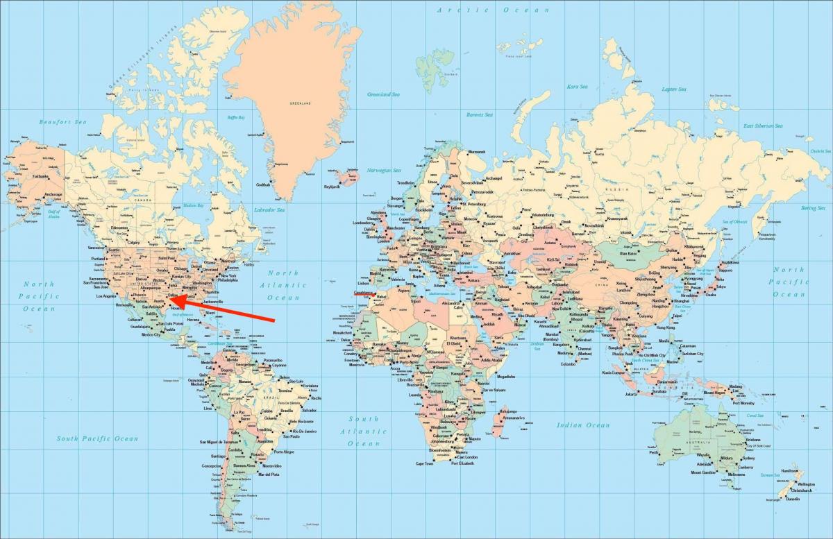 Localização de Dallas no mapa do mundo